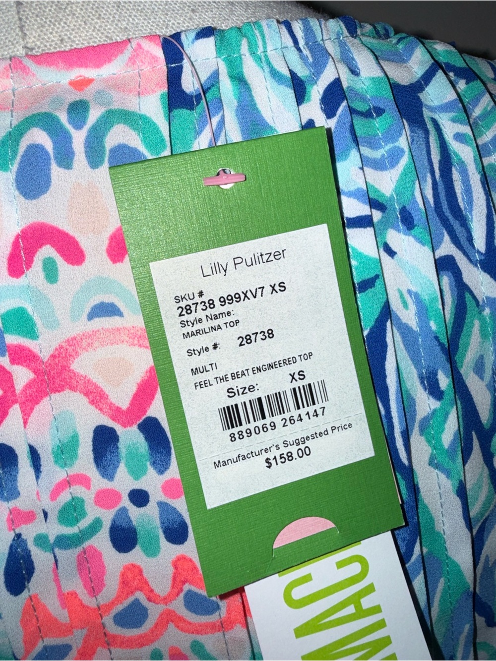 Lilly Pulitzer NWT Marilina Top Feel The Beat Engineered Top XS - Picture 4 of 4
